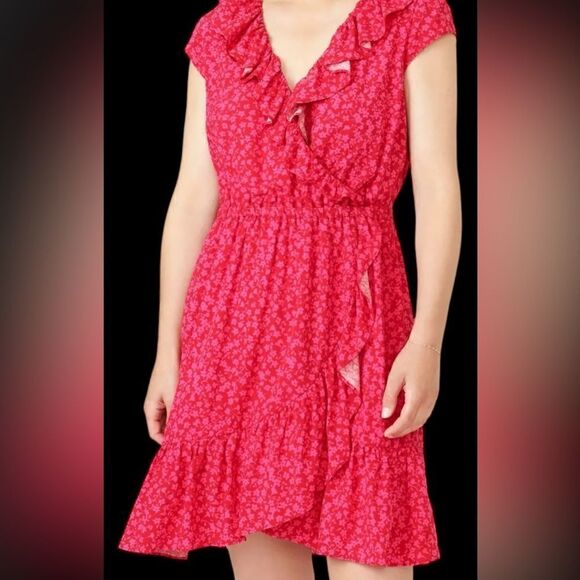 J. CREW 
V-NECK RUFFLE DRESS IN TOSSED BOUQUET PRINT -00 - Picture 1 of 5